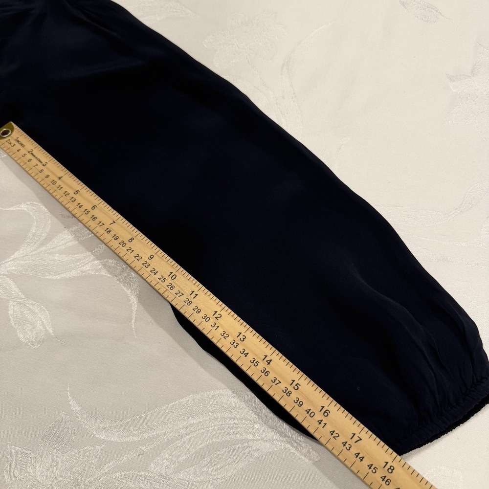 J Jill Size-M Blouse Embroidered Floral Navy Long Sleeve Boho Peasant - Picture 7 of 14